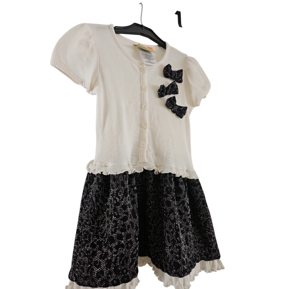 Penelope Mack Skater Dress 2T Bows Ruffle Short Sleeves